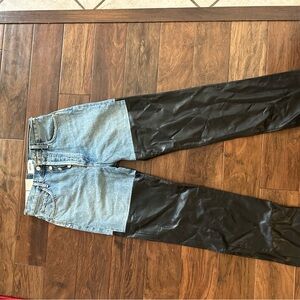 Agolde denim and leather 90s pinch waist jean size 26 NWT